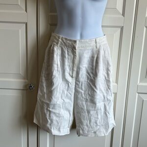 Rachel Zoey Linen Blend Cream Bermuda Shorts 7" Inseam Size 6 Coastal Vacation